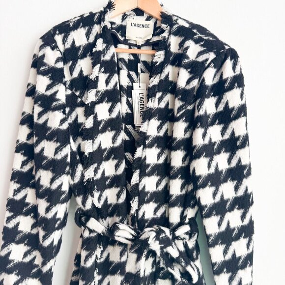 L'Agence Black White Check Print Zuri Half Duster 14 - Picture 4 of 9